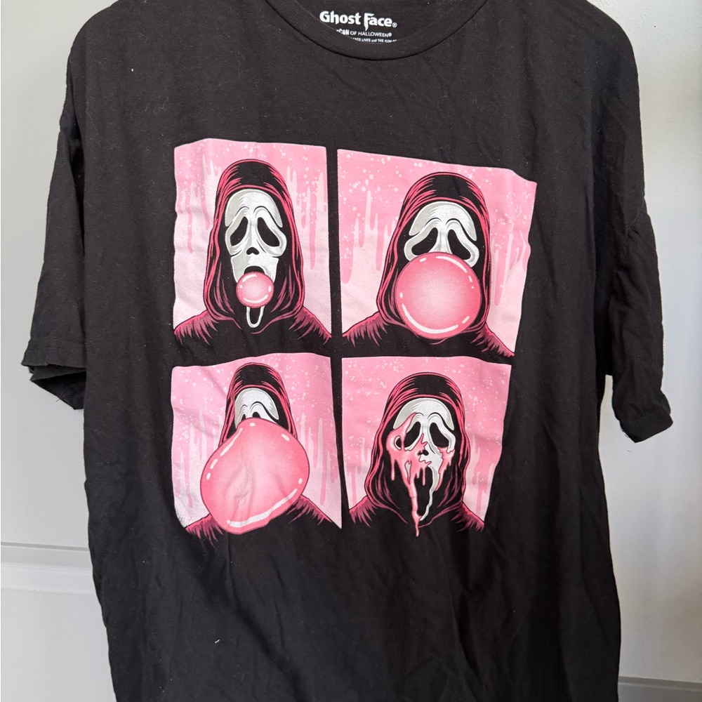 Ghost Face Black and Pink Graphic T-Shirt
